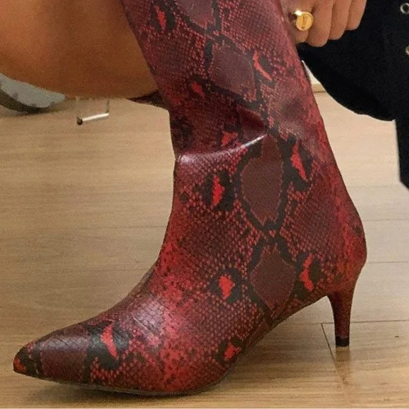 ASOS Shoes Asos Red Python Print Print Pull On Kitten Heel
